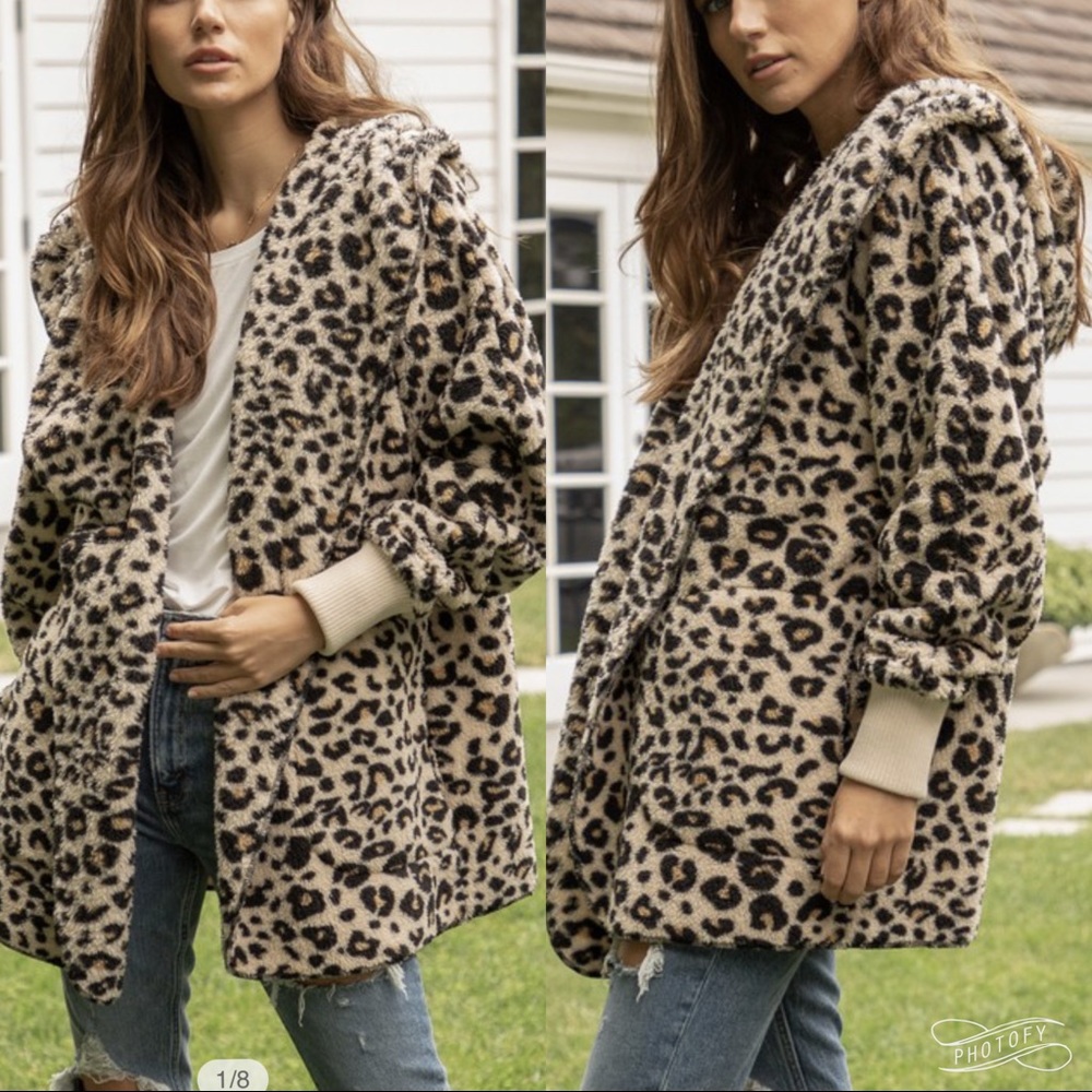 Faux Fur Sherpa Hoodie Jacket Coat Cardigan Camo - Picture 1 of 3